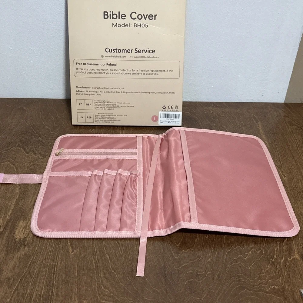 Pink‎ Bible Cover Bellahold Model BH05 Quilted Tabs Handle Ribbon Book Mark New
